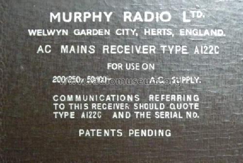 A122C; Murphy Radio Ltd.; (ID = 1535798) Radio