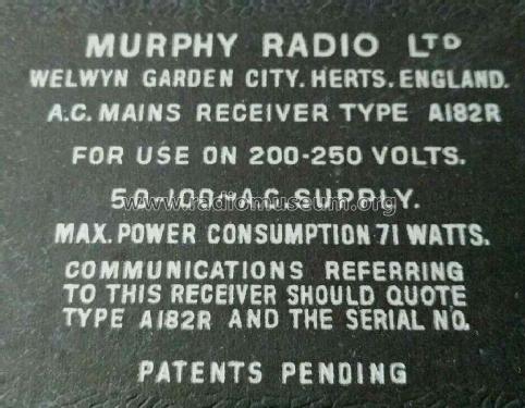 A182R; Murphy Radio Ltd.; (ID = 2380156) Radio