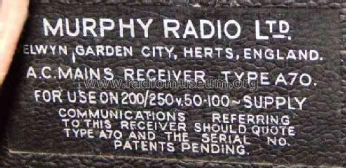 A70; Murphy Radio Ltd.; (ID = 2282799) Radio