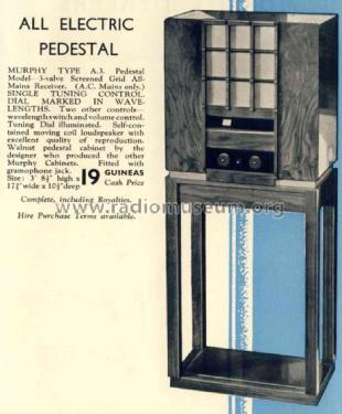 All Electric Pedestal A3A; Murphy Radio Ltd.; (ID = 2736565) Radio