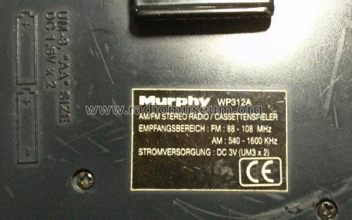 Personal Mini Cassette Player WP312A; Murphy Radio Ltd.; (ID = 2243569) Radio