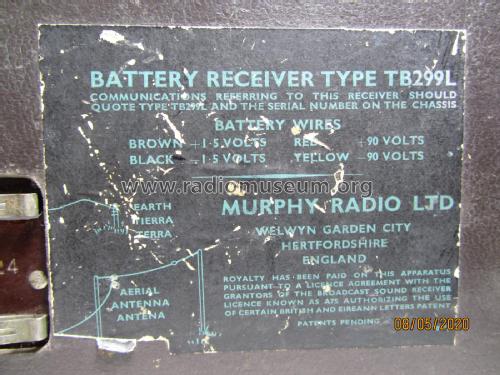 TB299L; Murphy Radio Ltd.; (ID = 2521858) Radio