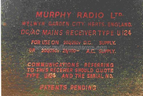 U124; Murphy Radio Ltd.; (ID = 2412702) Radio