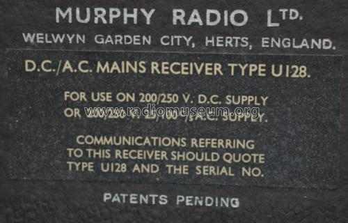 U128; Murphy Radio Ltd.; (ID = 2094562) Radio