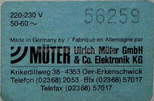 Regeltrenntransformator RTT2; Müter, Ulrich; Oer- (ID = 703551) Equipment
