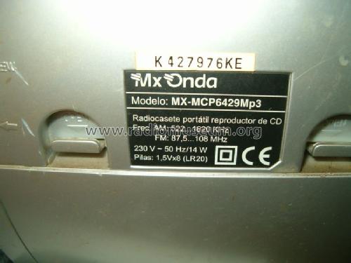 Radio Cassette Portatil MX-MCP6429 MP3; MX Onda; Valencia (ID = 1651050) Radio