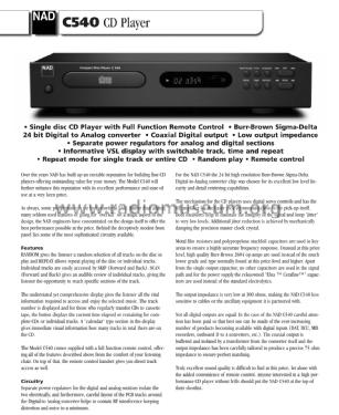 Compact Disc Player C540; NAD, New Acoustic (ID = 2096789) Enrég.-R