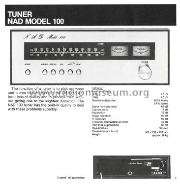 AM FM Stereo Tuner Model 100; NAD, New Acoustic (ID = 2118374) Radio