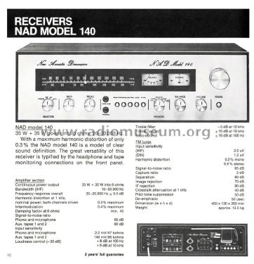 Stereo Receiver Model 140; NAD, New Acoustic (ID = 2118375) Radio