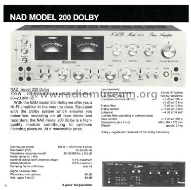 Stereo Amplifier Model 200; NAD, New Acoustic (ID = 2118373) Verst/Mix