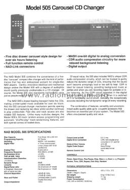 Multiple Play Compact Disc Player 505; NAD, New Acoustic (ID = 1857872) Enrég.-R