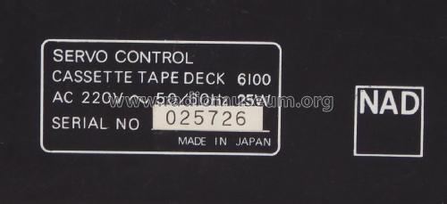 Servo Control Cassette Deck 6100; NAD, New Acoustic (ID = 2665643) R-Player