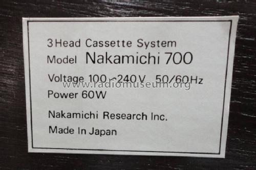 700II; Nakamichi Co.; Tokyo (ID = 1002997) R-Player