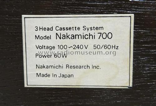 Tri-Tracer 700; Nakamichi Co.; Tokyo (ID = 2696905) Enrég.-R