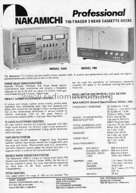 Tri-Tracer 700; Nakamichi Co.; Tokyo (ID = 2846305) Enrég.-R