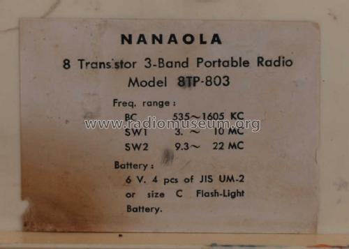 Highest Transistor 3 Band Hi-Fi 8TP-803; Nanaola Nanao Radio (ID = 1530178) Radio
