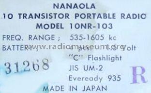 Hi-Fi 10 Transistor 10NR-103; Nanaola Nanao Radio (ID = 611795) Radio