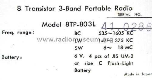 Highest Transistor 3 Band Hi-Fi 8TP-803L; Nanaola Nanao Radio (ID = 992365) Radio
