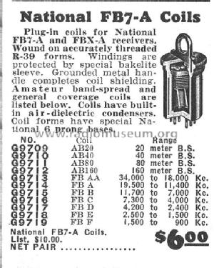 FB-7 Series Coils ; National Company; (ID = 2661100) Radio part