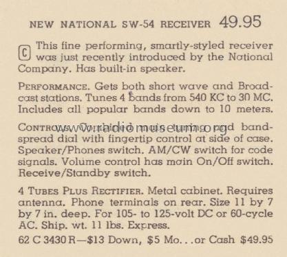 SW-54; National Company; (ID = 2030047) Amateur-R