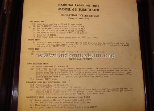 Professional Radio Tube Tester 68; National Radio (ID = 1736745) Equipment