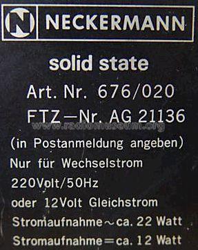 676/020; Neckermann-Versand (ID = 671255) Television