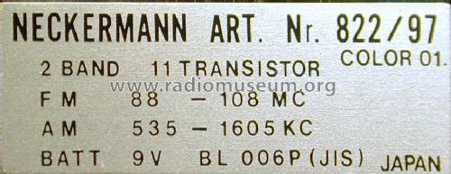 11 Transistor Art. Nr. 822/97 ; Neckermann-Versand (ID = 1493378) Radio