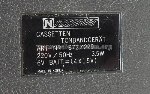 Cassetten Tonbandgerät Art-Nr. 872/229; Neckermann-Versand (ID = 1711059) Sonido-V