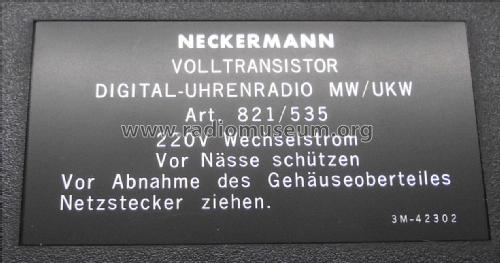 Digital Uhrenradio 821/535; Neckermann-Versand (ID = 3012158) Radio