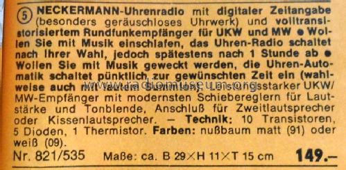 Digital Uhrenradio 821/535; Neckermann-Versand (ID = 3012160) Radio