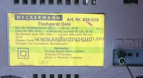 Oslo Körting Ch= 33341 Art. Nr. 826/219; Neckermann-Versand (ID = 2602245) Radio