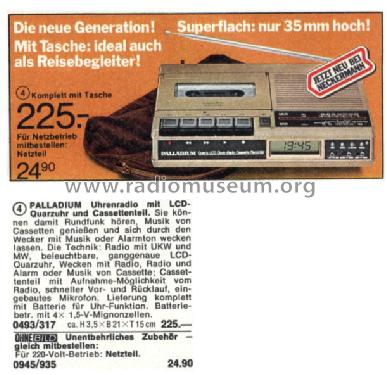 Palladium UKW/MW Cass-Uhrenradio 493/317; Neckermann-Versand (ID = 771666) Radio