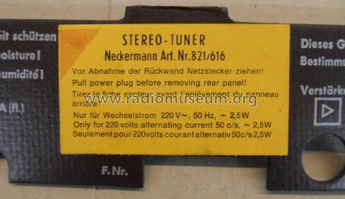 Körting Hi-Fi-Stereo-Tuner 821/616 ; Neckermann-Versand (ID = 2028048) Radio