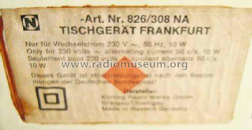 Tischgerät Frankfurt Art. Nr. 826/308 NA; Neckermann-Versand (ID = 1483469) Radio