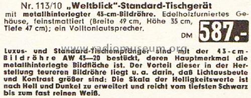 Weltblick Standard I 113/10; Neckermann-Versand (ID = 978687) Televisore