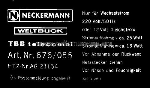 Weltblick TBS telecombi Art.Nr. 676/055; Neckermann-Versand (ID = 2717400) Fernseh-R