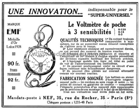 Voltmètre de poche EMF Super-Universel ; NEF N.E.F., (ID = 1977661) Equipment