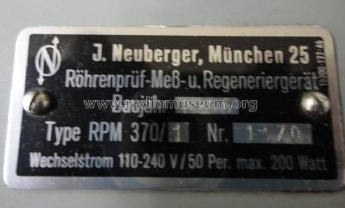 Röhrenmeßplatz RPM370/1; Neuberger, Josef; (ID = 1012219) Equipment