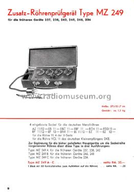 Röhrenprüf-Zusatzgerät MZ249; Neuberger, Josef; (ID = 1297840) Ausrüstung