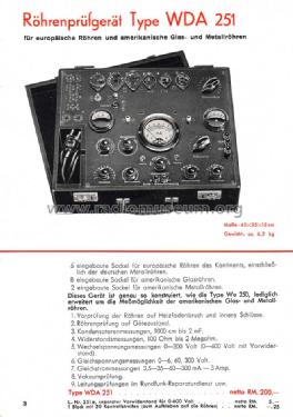 Röhrenprüfgerät WDA251; Neuberger, Josef; (ID = 1296627) Equipment