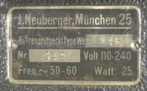 Röhrenprüfgerät WE246; Neuberger, Josef; (ID = 1540891) Equipment