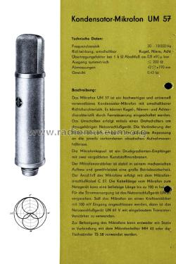 Kondensatormikrofon UM-57; Neumann & Co, Georg; (ID = 2739134) Micrófono/PU
