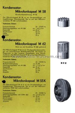 Kondensatormikrofonkapsel M58; Neumann & Co, Georg; (ID = 2739139) Microphone/PU