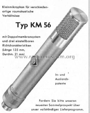 Kondensator Mikrophon KM56c; Neumann, Georg, (ID = 54249) Microphone/PU