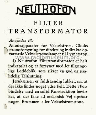 Filter Transformator FTT; Neutrofon Poul (ID = 1455481) Radio part