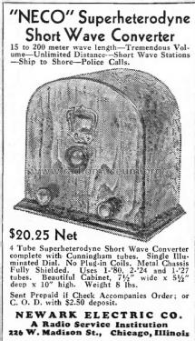 Neco Superheterodyne Short Wave Converter ; Newark Electric Co.; (ID = 2161298) Converter