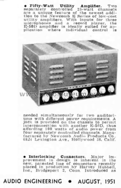 Fifty-Watt Utility Amplifier E-50D; Newcomb Audio (ID = 2782673) Ampl/Mixer