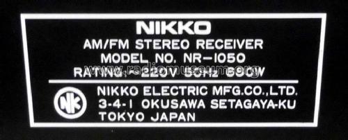 AM/FM Stereo Receiver NR-1050; Nikko Electric (ID = 2523463) Radio