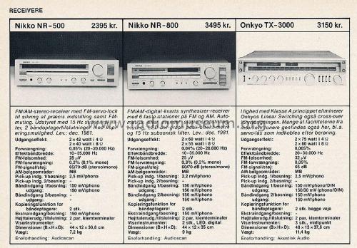 AM/FM Stereo Receiver NR-800; Nikko Electric (ID = 2803906) Radio