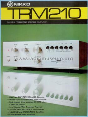 Integrated Stereo Amplifier TRM-210 D; Nikko Electric (ID = 1851850) Ampl/Mixer